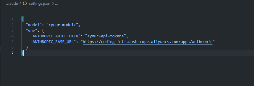 Claude settings file showing project configuration