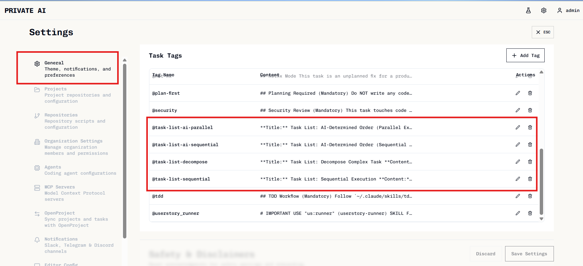 Task list tags: decompose, sequential, ai-sequential, ai-parallel